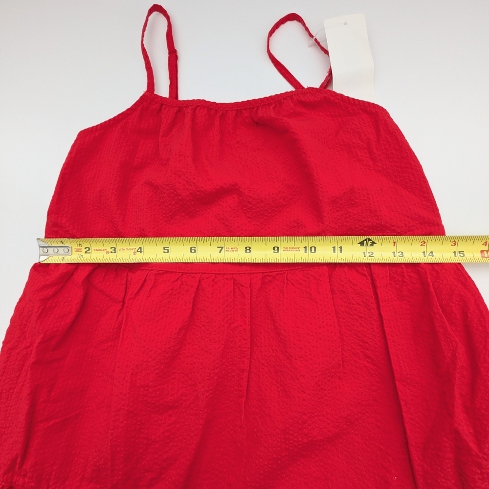 NWT Uniqlo Girls' (Size 7-8) Red Lightweight Seersucker Camisole Dress/Sundress - Picture 10 of 15